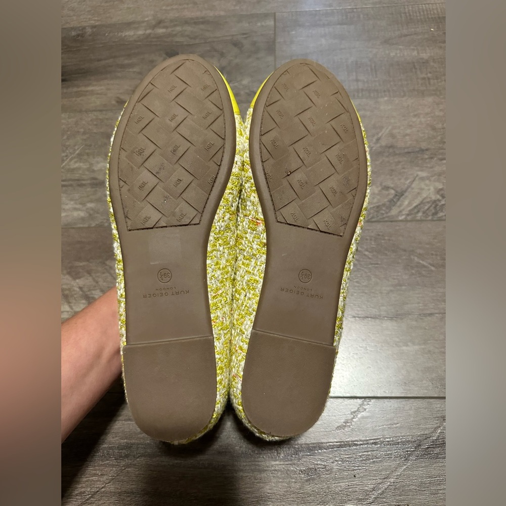 NWOB Kurt Geiger Esme Yellow Tweed Flat EU 39 1/2 - Picture 3 of 4